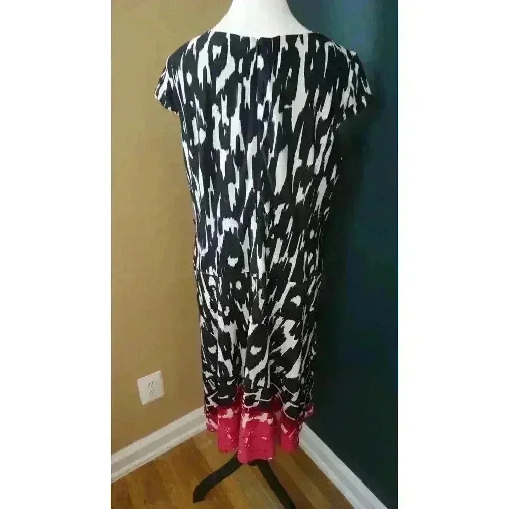 Nine & Co. Dress Black/White, Pink Jersey Swing Dress, Size 16 - Picture 11 of 14